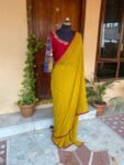 Kalamkari silk saree with hand Embroidered blouse | yellow embroidered saree with ready blouse| sarees USA | haldi outfit silk saree blouse