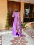 Hand embroidered Anarkali with pure bandhani dupatta/purple anarkali suit set/ lavender hand work anarkali USA / Indian dresses/ voggish USA