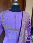 Hand embroidered Anarkali with pure bandhani dupatta/purple anarkali suit set/ lavender hand work anarkali USA / Indian dresses/ voggish USA