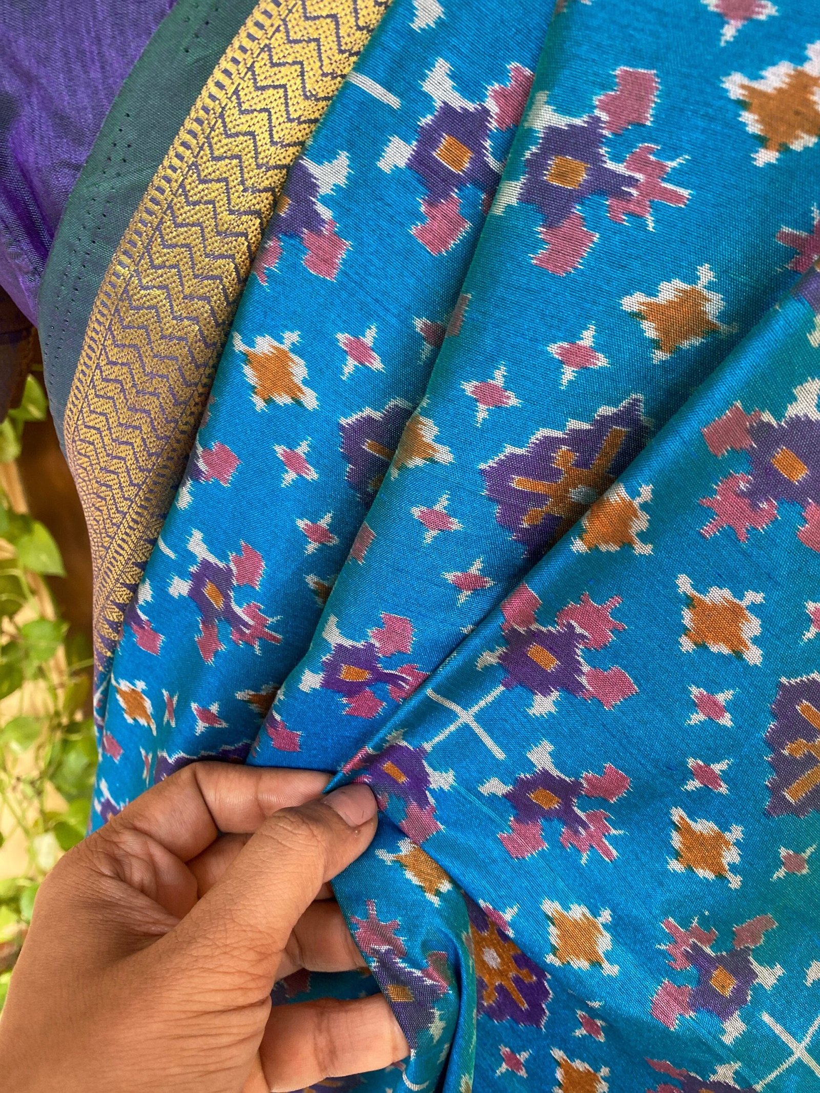 Big border silk saree with stitched blouse |traditional saree with readymade blouse|patola saree USA |semi ikkat patola silk saree | voggish
