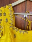 pure silk hand embroidery blouse / saree maggam yellow blouse /yellow blouse/ hand embroidered blouse / ready made blouse zardosi/voggish