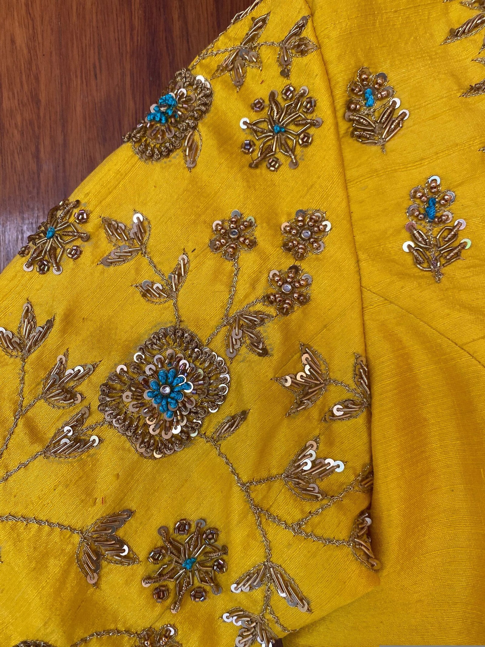 pure silk hand embroidery blouse / saree maggam yellow blouse /yellow blouse/ hand embroidered blouse / ready made blouse zardosi/voggish