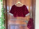 Red velvet ready made saree blouse USA / burgundy red crop top/ velvet stitched saree blouse / saree blouse USA / designer maroon red blouse