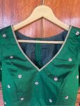 Bottle green silk hand embroidery blouse / saree maggam yellow blouse /saree blouse/ hand embroidered blouse /ready made blouse zardosi
