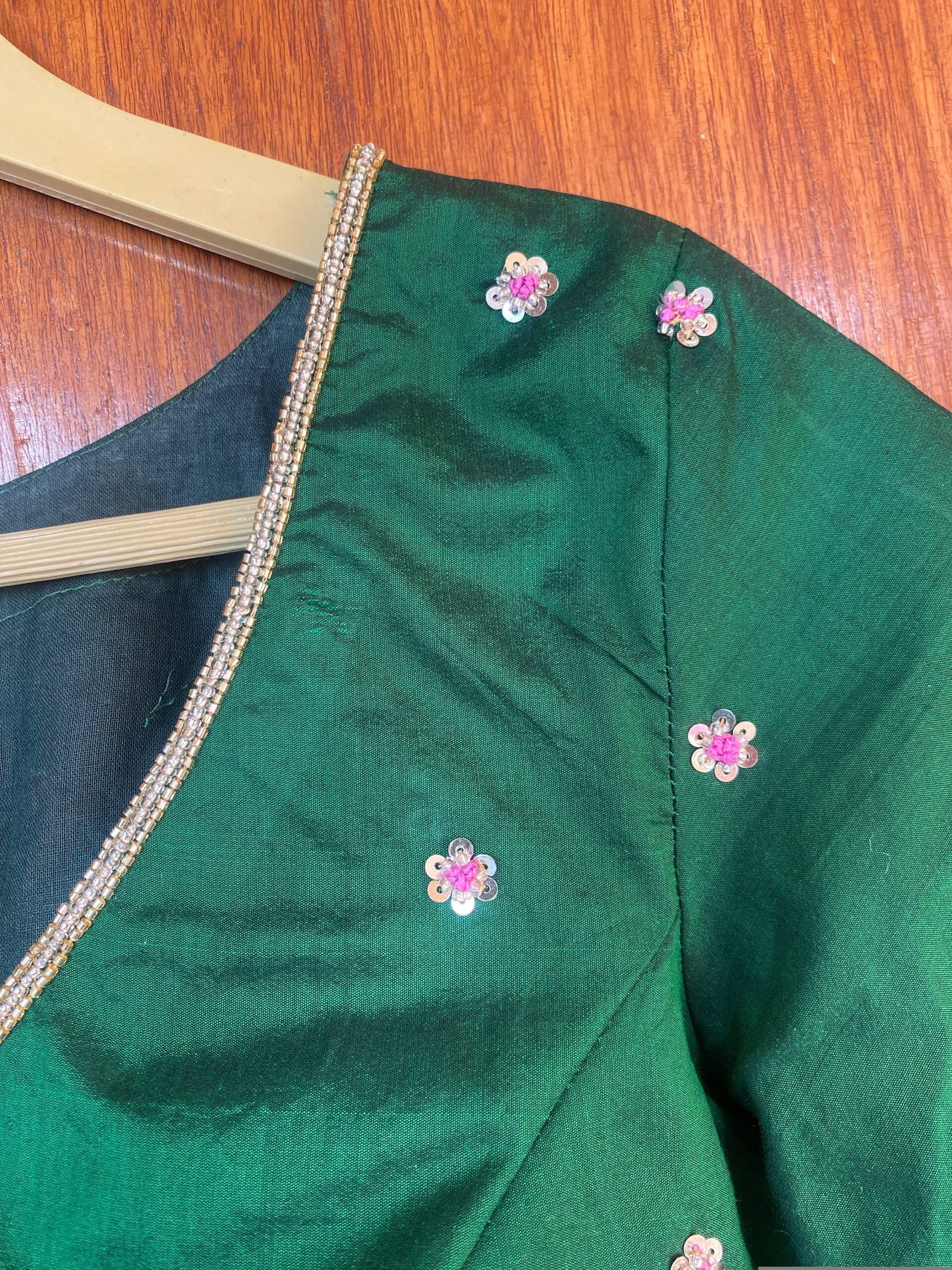 Bottle green silk hand embroidery blouse / saree maggam yellow blouse /saree blouse/ hand embroidered blouse /ready made blouse zardosi