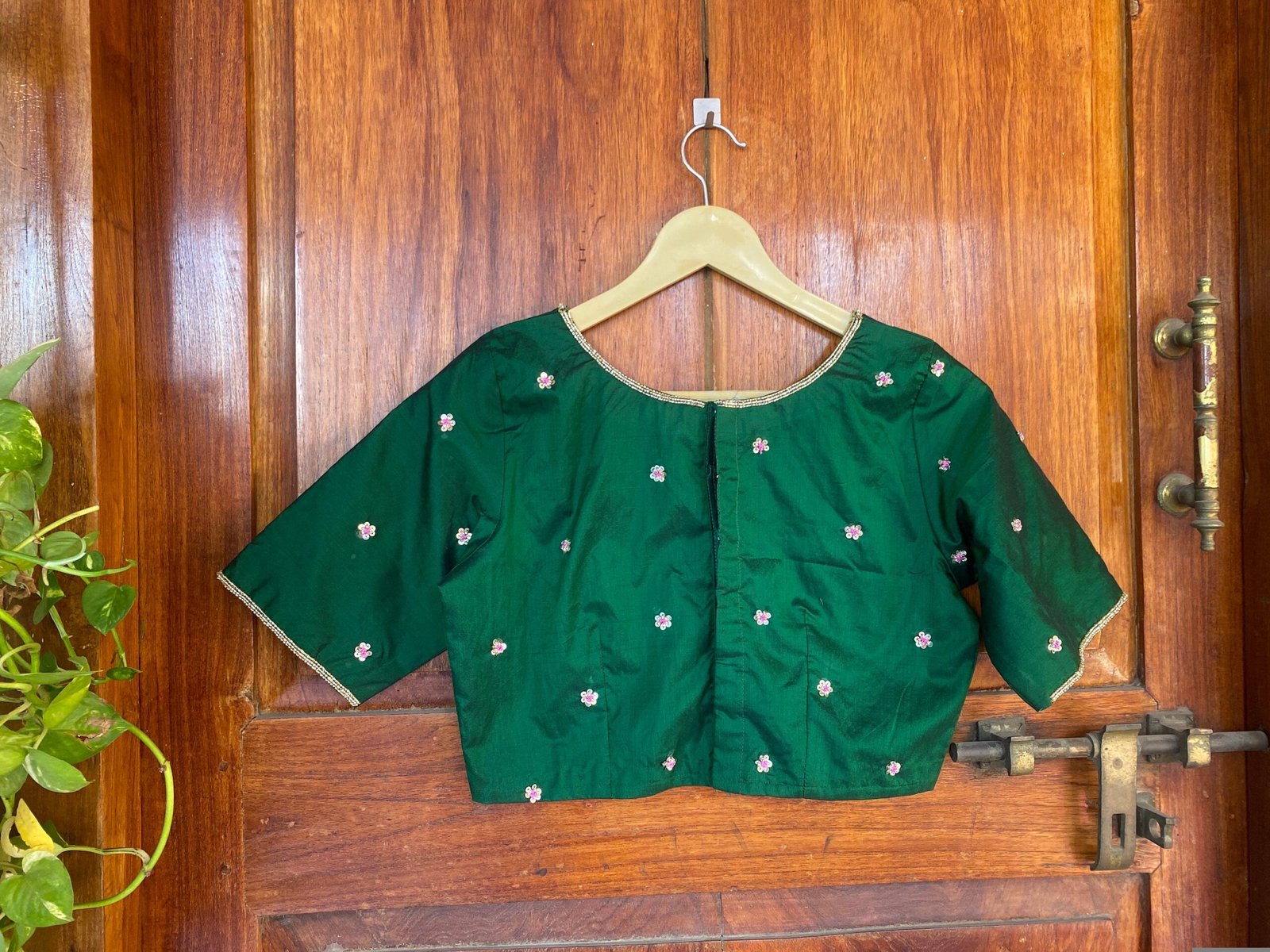 Bottle green silk hand embroidery blouse / saree maggam yellow blouse /saree blouse/ hand embroidered blouse /ready made blouse zardosi