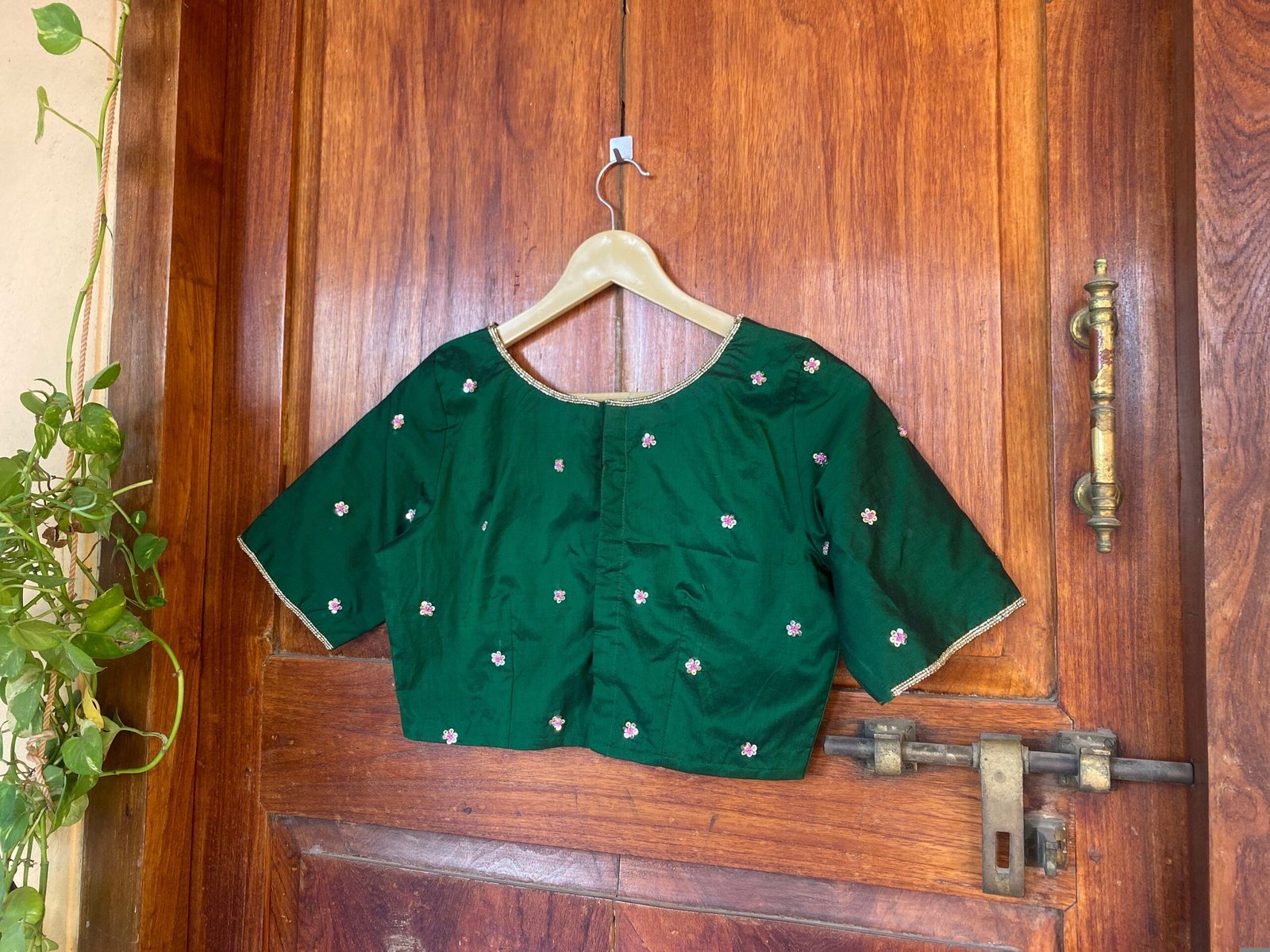 Bottle green silk hand embroidery blouse / saree maggam yellow blouse /saree blouse/ hand embroidered blouse /ready made blouse zardosi