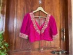 pure silk hand embroidery blouse /  saree maggam blouse / raw silk zardosi blouse / hand embroidered blouse / ready made blouse zardosi