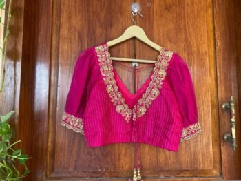 pure silk hand embroidery blouse /  saree maggam blouse / raw silk zardosi blouse / hand embroidered blouse / ready made blouse zardosi