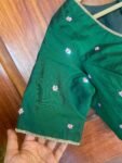 Bottle green silk hand embroidery blouse / saree maggam yellow blouse /saree blouse/ hand embroidered blouse /ready made blouse zardosi
