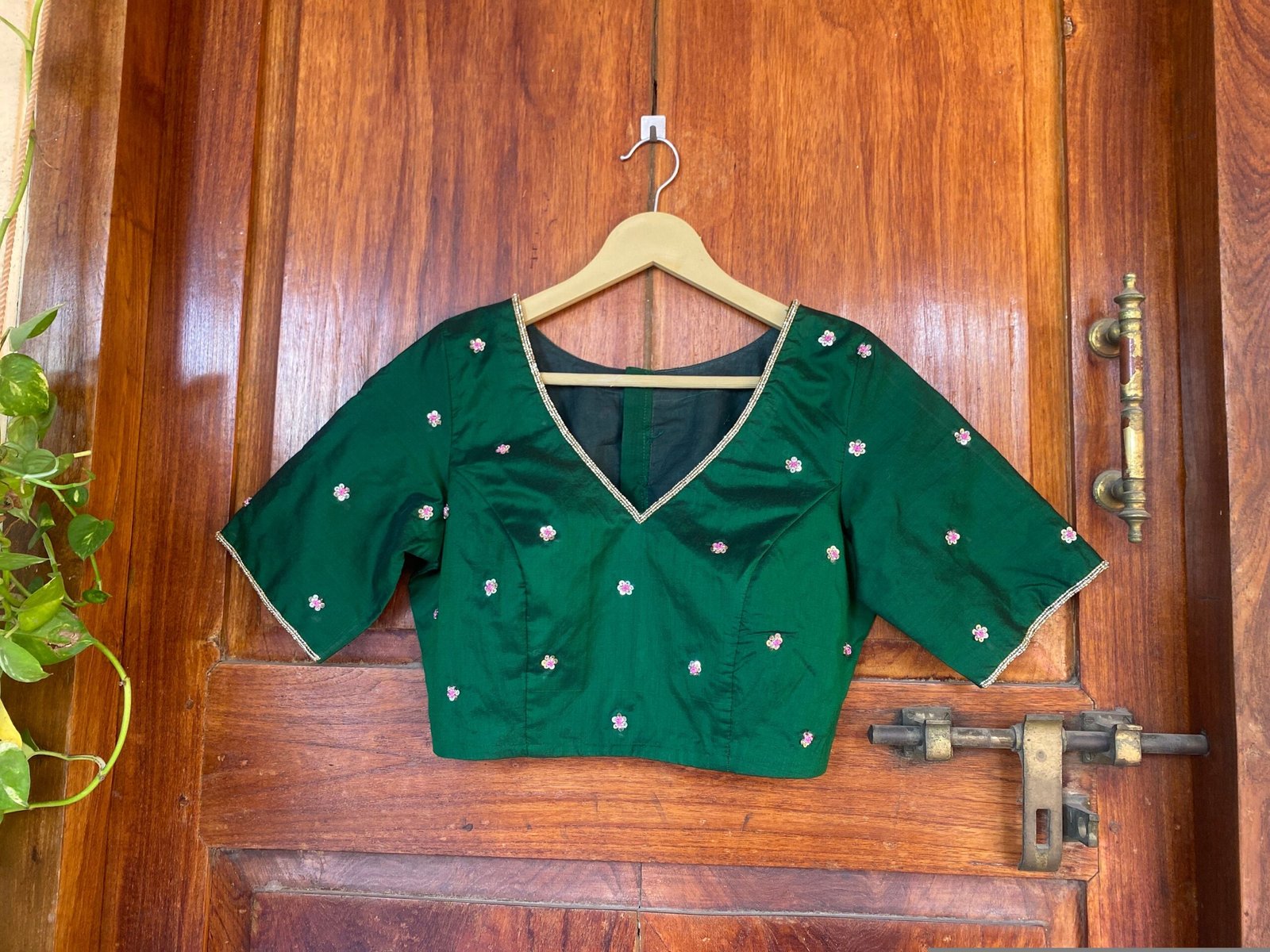 Bottle green silk hand embroidery blouse / saree maggam yellow blouse /saree blouse/ hand embroidered blouse /ready made blouse zardosi
