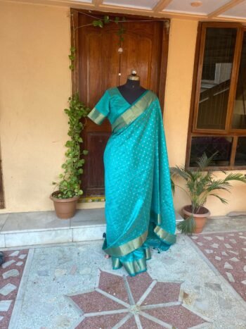 Soft green kanjeevaram silk saree|traditional silk saree with blouse|green silk saree|simple saree|sarees USA|saree with stitched blouse