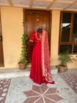 Hand embroidered Anarkali with pure handloom banarasi dupatta/anarkali suit set /anarkali with dupatta USA / Indian dresses/bandhani dupatta