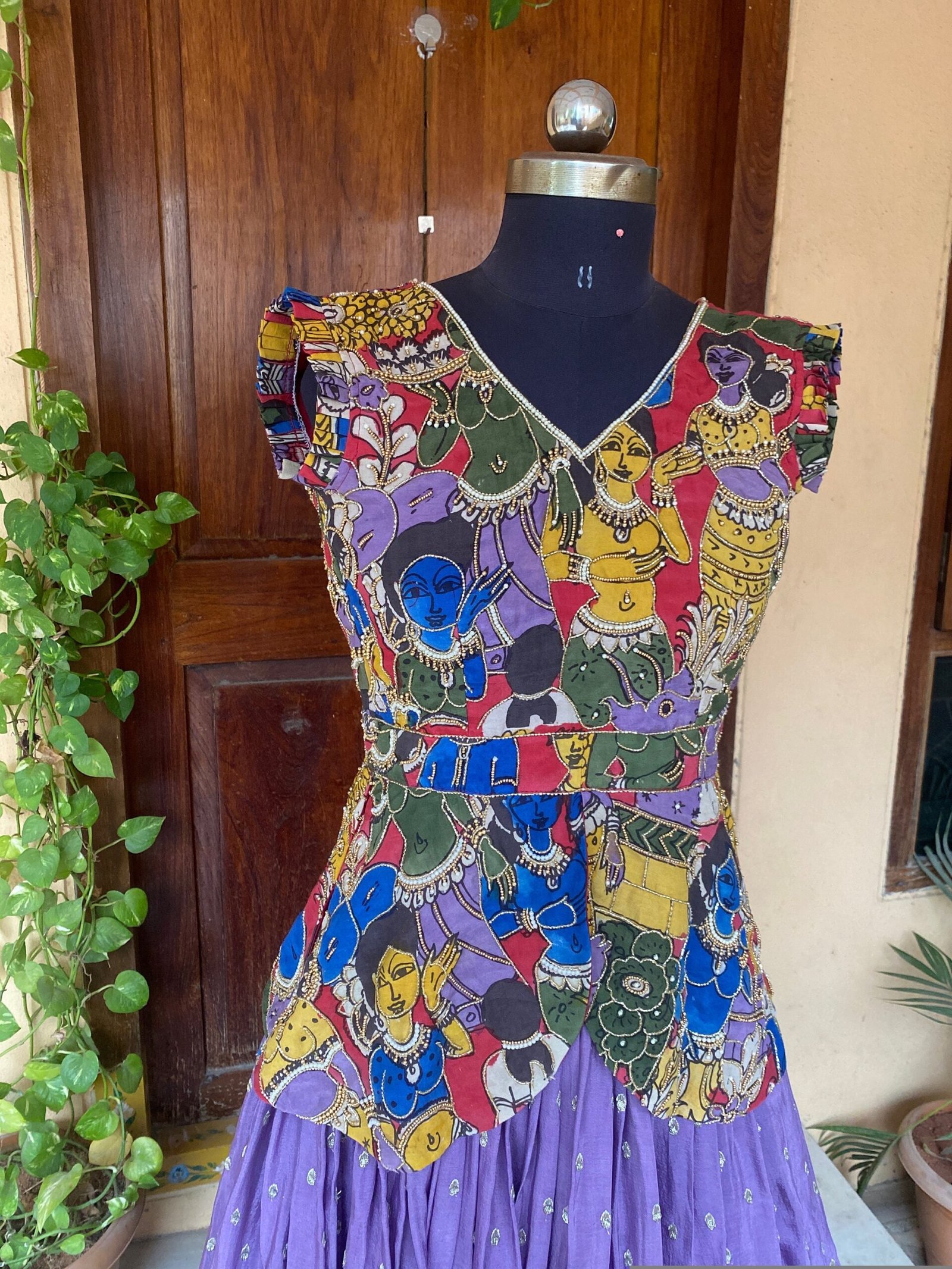Women’s pure kalamkari lehenga set / crop top lehenga / Hand painted lehenga USA / wedding lehenga USA / kalamkarilehenga choli /voggish usa