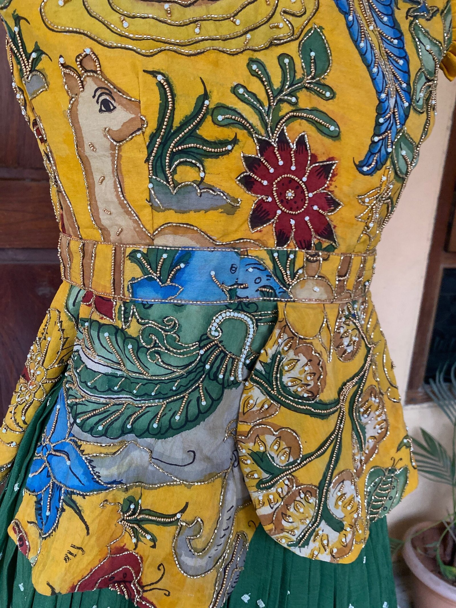 Women’s pure kalamkari lehenga set / crop top lehenga / Hand painted lehenga USA / wedding lehenga USA / kalamkarilehenga choli /voggish usa
