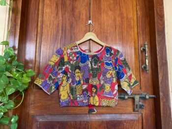 Hand embroidered Hand painted kalamkari blouse / kalamkari maggam blouse / multicolor blouse / hand embroidered blouse / ready made blouse