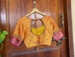 pure silk hand embroidery blouse/yellow orange maggam blouse/pure silk zardosi blouse/hand embroidered blouse/ pink designer ready blouse