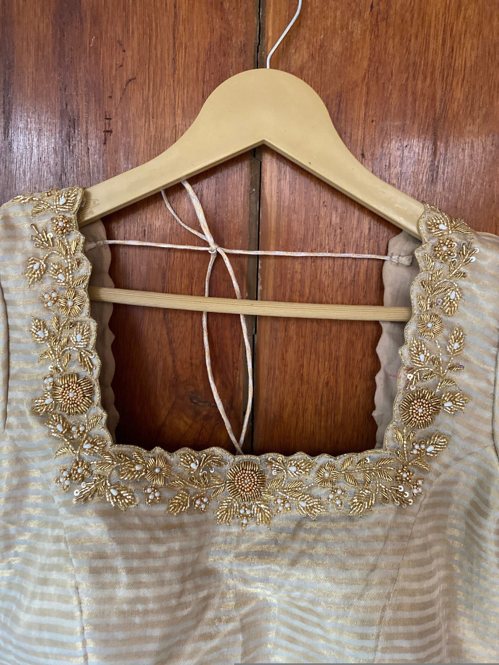 pure silk gold hand work blouse /gold stripes maggam blouse /pure tissue silk zardosi blouse / hand embroidered blouse /ready made blouse