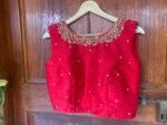 Red sleeveless hand embroidery blouse  / saree maggam red blouse /red saree blouse/ hand embroidered blouse / ready made blouse zardosi