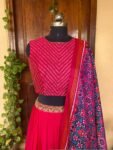 Women’s red lehenga set/teen crop top lehenga/Pink patola crop top skirt USA/wedding lehenga USA /patola lehenga choli /patan patola dupatta