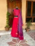 Women’s red lehenga set/teen crop top lehenga/Pink patola crop top skirt USA/wedding lehenga USA /patola lehenga choli /patan patola dupatta