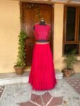 Women pink lehenga set/teen crop top embroidery lehenga/Pink chiffon crop top skirt USA/wedding lehenga USA/lehenga choli/crop top lehenga