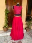 Women pink lehenga set/teen crop top embroidery lehenga/Pink chiffon crop top skirt USA/wedding lehenga USA/lehenga choli/crop top lehenga