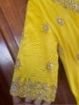 Hand embroidered Anarkali with lurex stripes dupatta / yellow anarkali suit set / chanderi anarkali dupatta USA / Indian dresses/ voggish