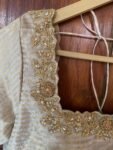 pure silk gold hand work blouse /gold stripes maggam blouse /pure tissue silk zardosi blouse / hand embroidered blouse /ready made blouse