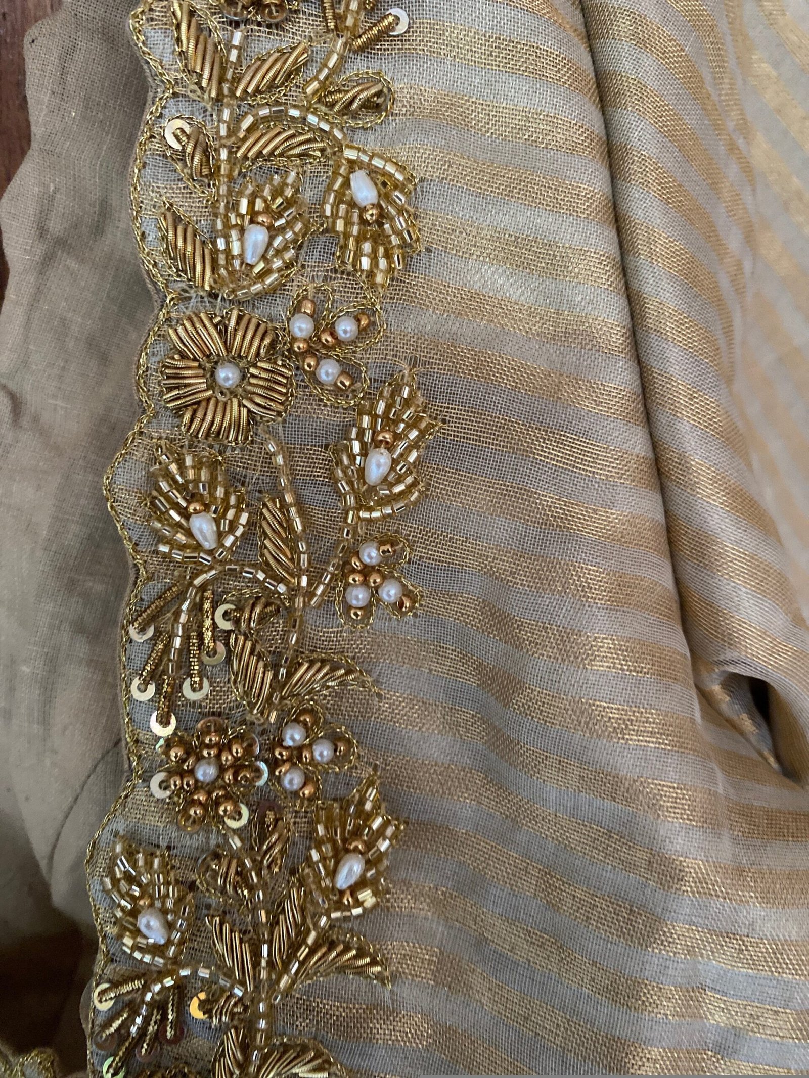pure silk gold hand work blouse /gold stripes maggam blouse /pure tissue silk zardosi blouse / hand embroidered blouse /ready made blouse