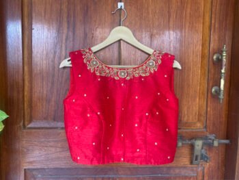 Red sleeveless hand embroidery blouse  / saree maggam red blouse /red saree blouse/ hand embroidered blouse / ready made blouse zardosi