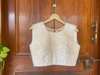 Cream sleeveless hand embroidery blouse  / saree maggam red blouse/white saree blouse/ hand embroidered blouse / ready made blouse zardosi