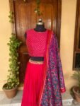Women’s red lehenga set/teen crop top lehenga/Pink patola crop top skirt USA/wedding lehenga USA /patola lehenga choli /patan patola dupatta
