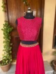 Women pink lehenga set/teen crop top embroidery lehenga/Pink chiffon crop top skirt USA/wedding lehenga USA/lehenga choli/crop top lehenga