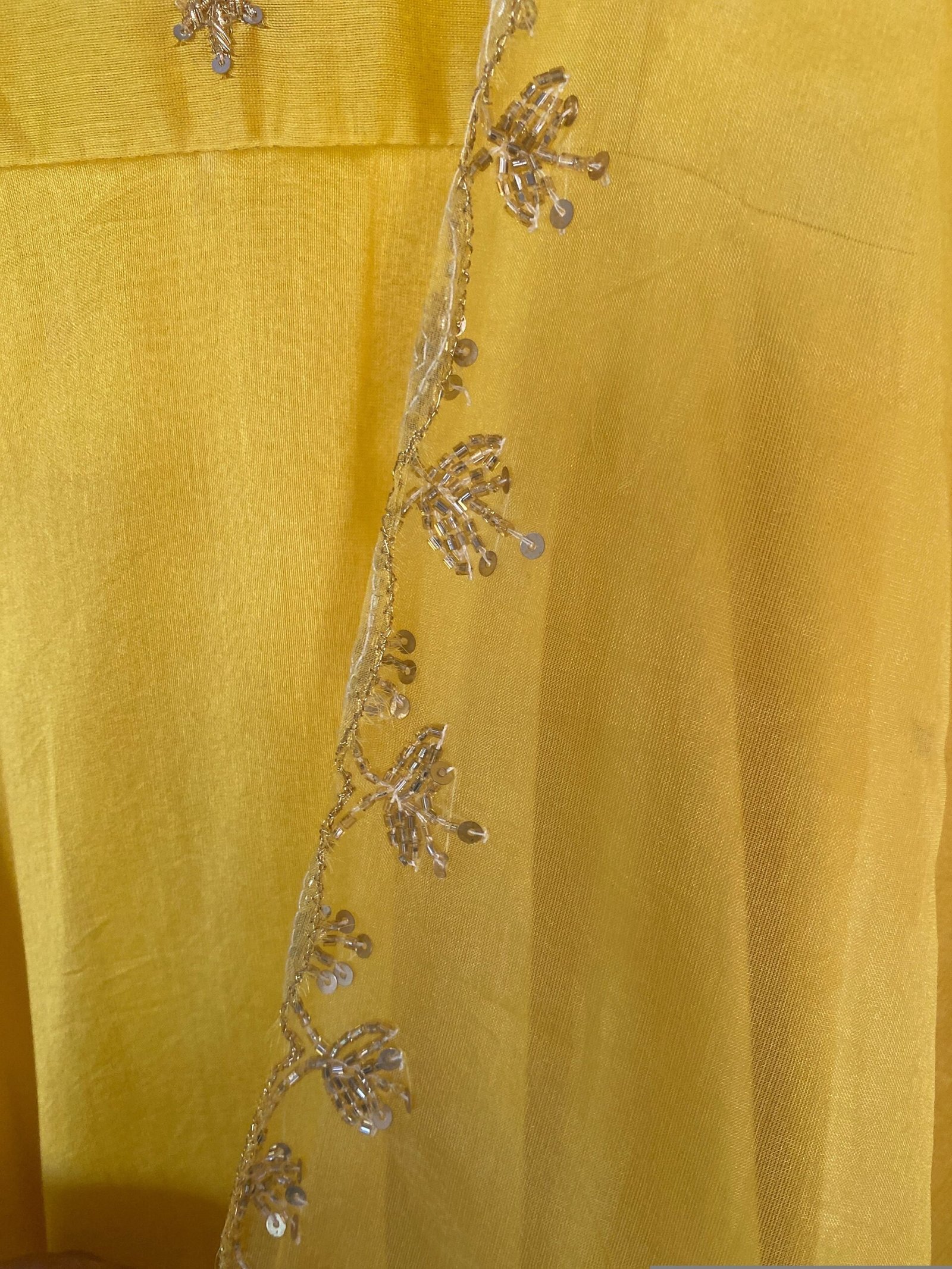 Hand embroidered Anarkali with lurex stripes dupatta / yellow anarkali suit set / chanderi anarkali dupatta USA / Indian dresses/ voggish