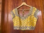 Hand Embroidered Silk Bridal Blouse: Yellow Zardosi Maggam Work