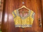 Hand Embroidered Silk Bridal Blouse: Yellow Zardosi Maggam Work