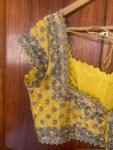 Hand Embroidered Silk Bridal Blouse: Yellow Zardosi Maggam Work