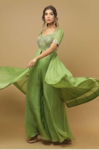 Anarkali suit usa /anarkali sharara kurta/ sharara embroidered anarkali/Mehedi outfit/voggish /green anarkali/mehendi wedding /sharara set