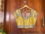 Hand Embroidered Silk Bridal Blouse: Yellow Zardosi Maggam Work