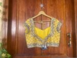 Hand Embroidered Silk Bridal Blouse: Yellow Zardosi Maggam Work