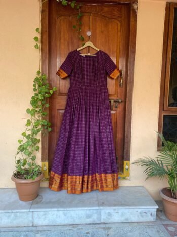 Anarkali usa / anarkali kurta / pure Handloom dress with border /pure cotton anarkali/ narayanpet pattu dress / handloom kanchi cotton dress