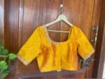 Yellow hand embroidery blouse/orange saree maggam blouse/yellow zardosi blouse / hand embroidered blouse/ready made blouse/hand work blouses