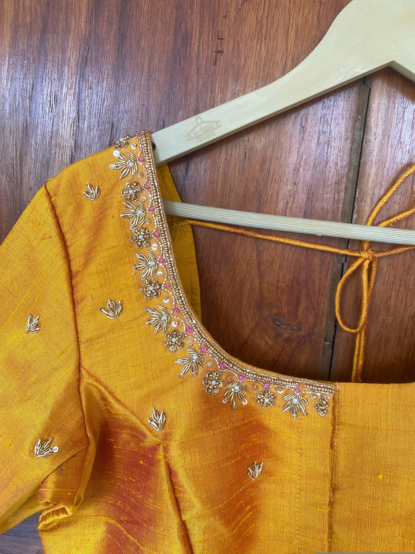 Yellow hand embroidery blouse/orange saree maggam blouse/yellow zardosi blouse / hand embroidered blouse/ready made blouse/hand work blouses