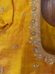 Yellow hand embroidery blouse/orange saree maggam blouse/yellow zardosi blouse / hand embroidered blouse/ready made blouse/hand work blouses
