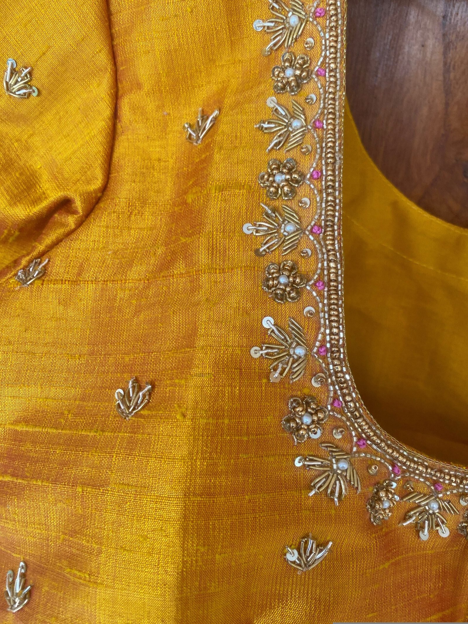 Yellow hand embroidery blouse/orange saree maggam blouse/yellow zardosi blouse / hand embroidered blouse/ready made blouse/hand work blouses
