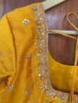 Yellow hand embroidery blouse/orange saree maggam blouse/yellow zardosi blouse / hand embroidered blouse/ready made blouse/hand work blouses