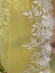 Embroidery yellow organza saree|floral chikan organza silk saree with blouse|yellow silk saree |haldi outfit|sarees USA|organza saree blouse