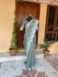Embroidery organza saree | floral chikan organza silk saree with blouse |green silk saree | mehendi outfit |sarees USA|organza saree blouse