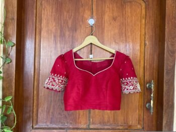 pure silk hand embroidery blouse /saree maggam blouse /red zardosi blouse /maroon red hand embroidered blouse /red ready made blouse zardosi